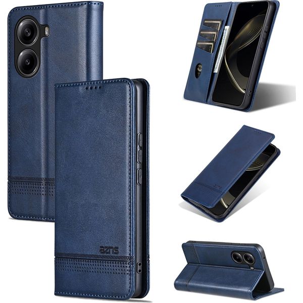 Custodia In Pelle Per Xiaomi Redmi Turbo 4 / Poco X7 Pro, Custodia Pieghevole A Portafoglio Con Chiusura Magnetica E Supporto Blu-image