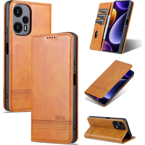 Custodia In Pelle Per Xiaomi Redmi Note 12 Turbo, Custodia Pieghevole A Portafoglio Con Chiusura Magnetica E Supporto Giallo-image