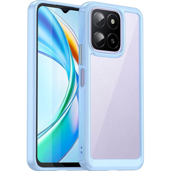 Custodia Per Honor X6A Trasparente, Protettiva In Silicone Tpu Antiurto Blu-image