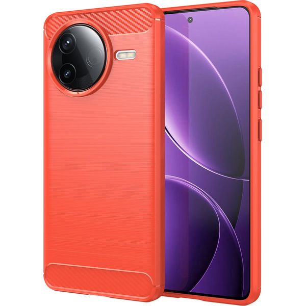 Custodia Per Xiaomi Redmi K80 In Silicone Tpu Morbido, Fibra Di Carbonio, Custodia Protettiva Antiurto Rossa-image