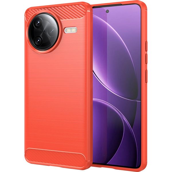 Custodia Per Xiaomi Redmi K80 Pro In Silicone Tpu Morbido, Fibra Di Carbonio, Custodia Protettiva Antiurto Rossa-image