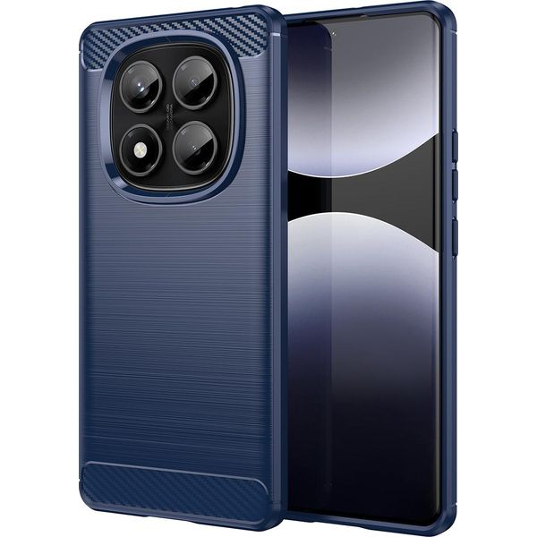 Custodia Per Xiaomi Redmi Note 14 Pro 4G In Silicone Tpu Morbido, Fibra Di Carbonio, Custodia Protettiva Antiurto Blu-image