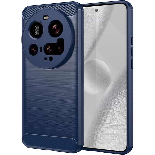 Custodia Per Xiaomi 15 Ultra Morbido Silicone Tpu, Fibra Di Carbonio, Custodia Protettiva Antiurto Blu-image