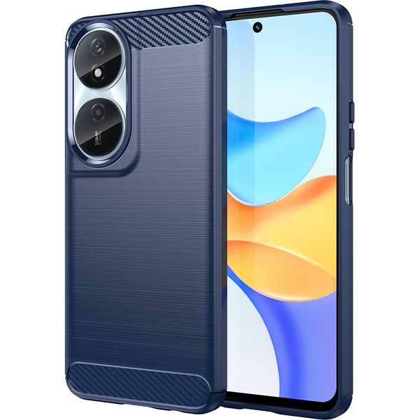 Custodia Per Honor 90 Smart In Silicone Tpu Morbido, Fibra Di Carbonio, Custodia Protettiva Antiurto Blu-image