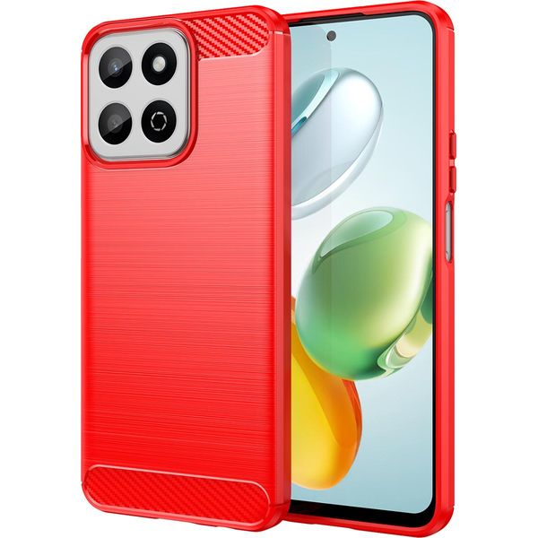 Custodia Per Honor 200 Smart In Silicone Tpu Morbido, Fibra Di Carbonio, Custodia Protettiva Antiurto Rossa-image