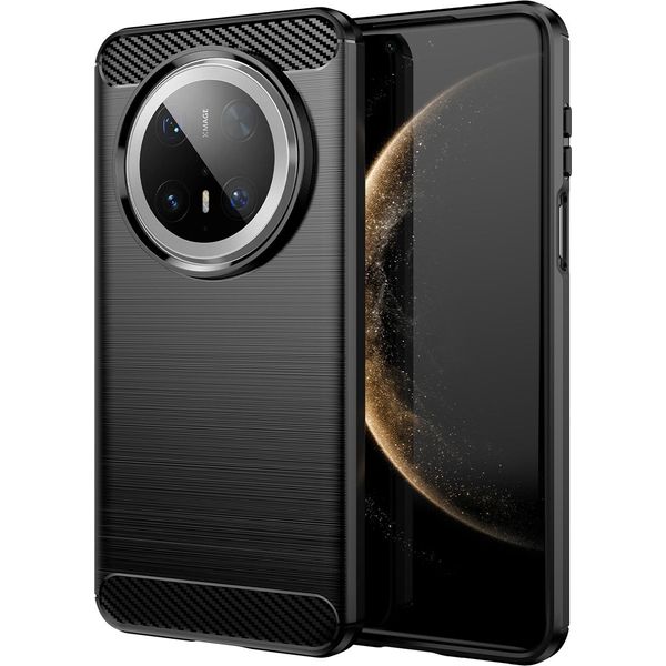 Custodia Per Huawei Mate 70 Pro In Silicone Tpu Morbido, Fibra Di Carbonio, Custodia Protettiva Antiurto Nera-image