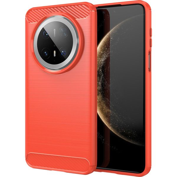 Custodia Per Huawei Mate 70 Pro In Silicone Tpu Morbido, Fibra Di Carbonio, Custodia Protettiva Antiurto Rossa-image