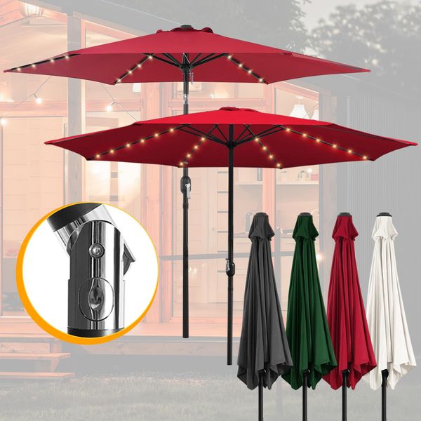 Bettizia Ombrellone Ø2,7M Incl. Led Ombrellone Da Giardino Girevole A 360° Ombrellone A Sbalzo Ombrellone Da Spiaggia - Con Led - Rosso-image