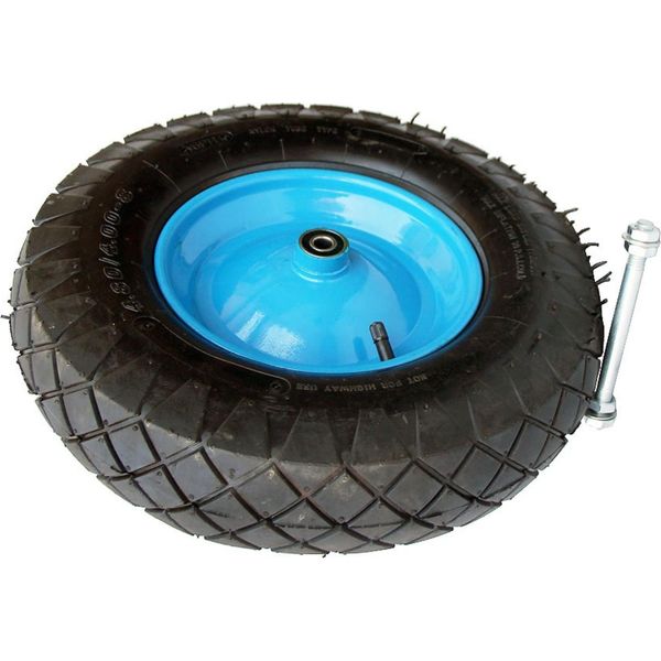 Bkshop | Ruota Per Carriola 4.00-8 - Gomma Piena - Ruota Pneumatica - 6PR - Ideale Per Il Giardinaggio - Pneumatico Per Carriola - Ruota Per Carriola - Con Asse Ø12-image
