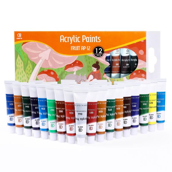 Eseng® Premium Colori Acrilici Fruit AP-12, Set Di 12 Tubi X 12Ml-image