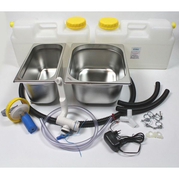 230V Mini Cucina Kit Di Vendita A Cavalletto Lavello 325X265X200+ 325X176X200 Doppia Vasca-image
