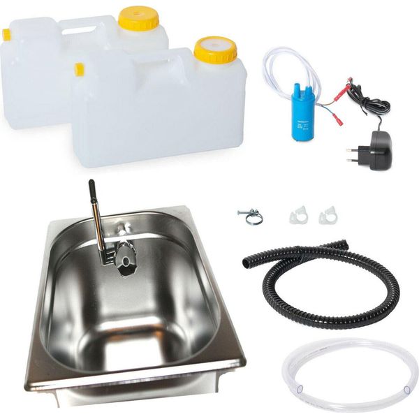 230V Campeggio Mini Cucina Barca Snack Bar Giardino Kit Lavello 325X265X150Mm Novo Cromo-image