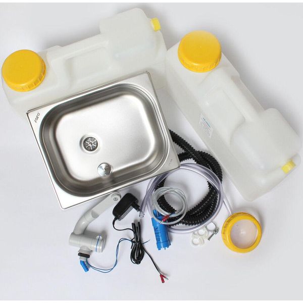 230V Mini Cucina Da Campeggio Cucina Kit Blocco Lavello 325X265X100Mm Barwig Grigio-image