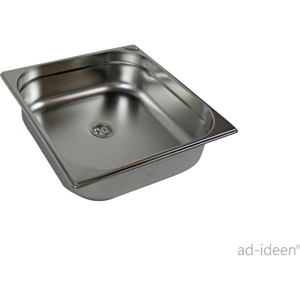 Lavello In Acciaio Inox Lavandino Da Campeggio + Scarico 354X325X100 Camper-image