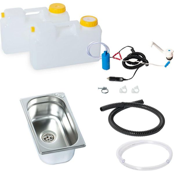 12V Mini Cucina Da Campeggio Kit Blocco Cucina Lavello 265X160X100 Mm Novo Vito Vw-image