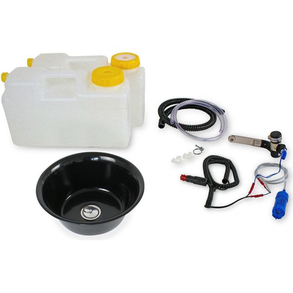 12V Mini Cucina Da Campeggio Kit Cucina Rotonda Lavello 28Cm Scuro Camper T4 T5 T6 Vito-image