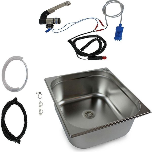 12V Mini Lavello Da Cucina In Acciaio Inox 354X325X150 Mm Lavello Da Campeggio Caravan Vw-image
