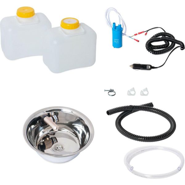 12V Camping Sink 28 Cm Set Lavabo Kit Lavello Camper T5 T6 10L-image