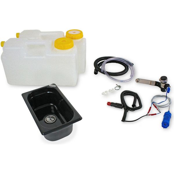 Set Tecnologico Lavabo Da Campeggio 12V Kit Lavabo 265X160X100Mm Nero-image