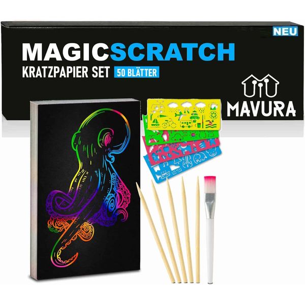 Magicscratch Set Creativo Per L'artigianato 50X Carta Da Graffio Per Il Disegno E Il Crafting-image