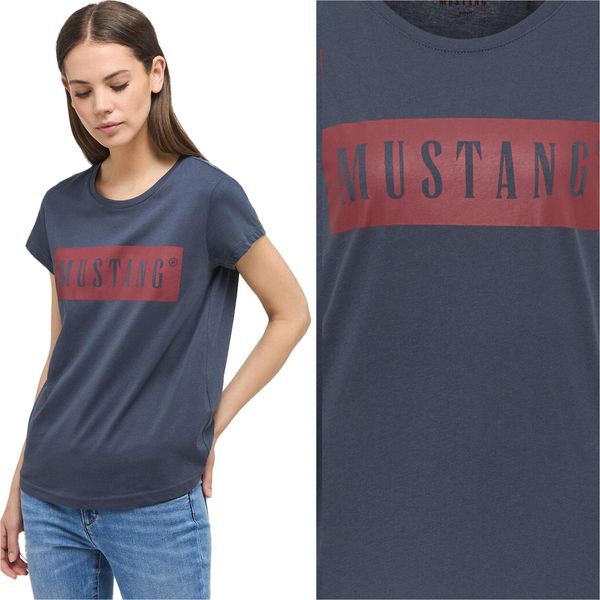 Mustang Damen, Maglietta Alina C Logo Tee, S, Blau, Sport, Tshirt, Camicia-image