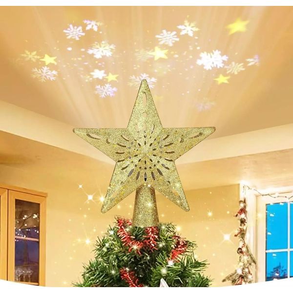 Led Albero Di Natale Topper Stella Albero Di Natale Topper Albero Con Luce Proiettore-image