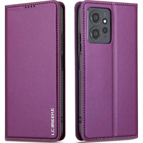 Custodia Magnetica In Pelle Flip Per Xiaomi Redmi Note 12 4G, Con Slot Per Schede E Funzione Stand Viola-image