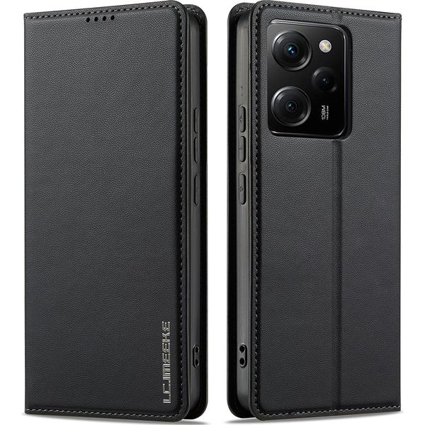 Custodia Magnetica In Pelle Flip Per Xiaomi Redmi Note 12 5G/Poco X5, Con Slot Per Schede E Funzione Stand Nero-image