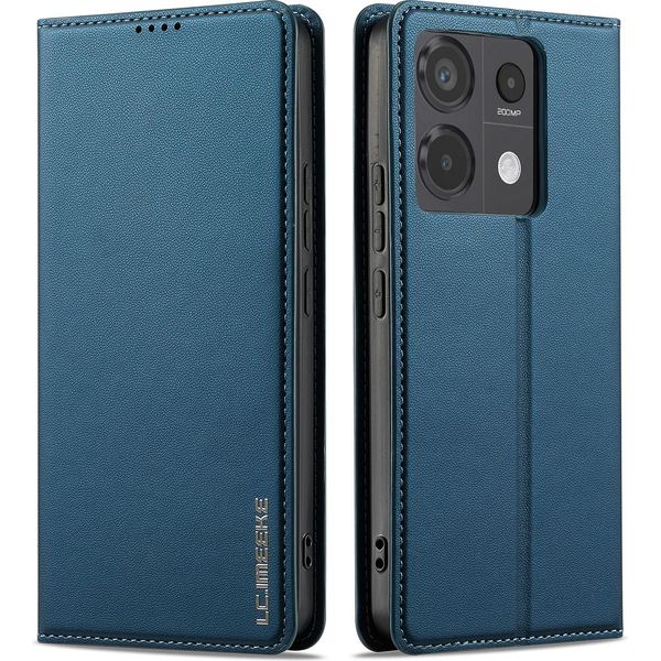 Custodia Magnetica In Pelle Flip Per Xiaomi Redmi Note 13 Pro 5G, Con Slot Per Schede E Funzione Stand Blu-image