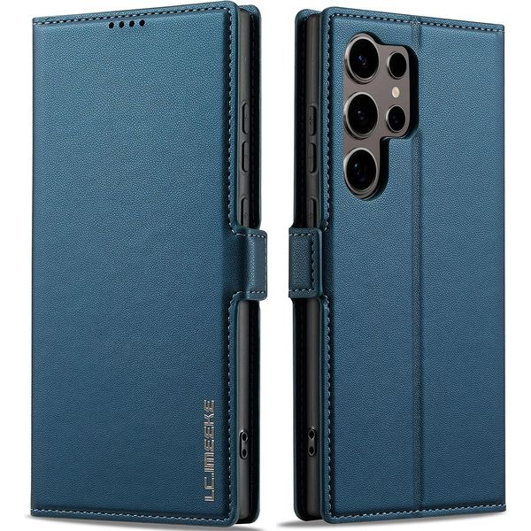 Custodia Magnetica In Pelle Flip Per Samsung Galaxy S25 Ultra, Con Slot Per Schede E Funzione Stand Blu-image