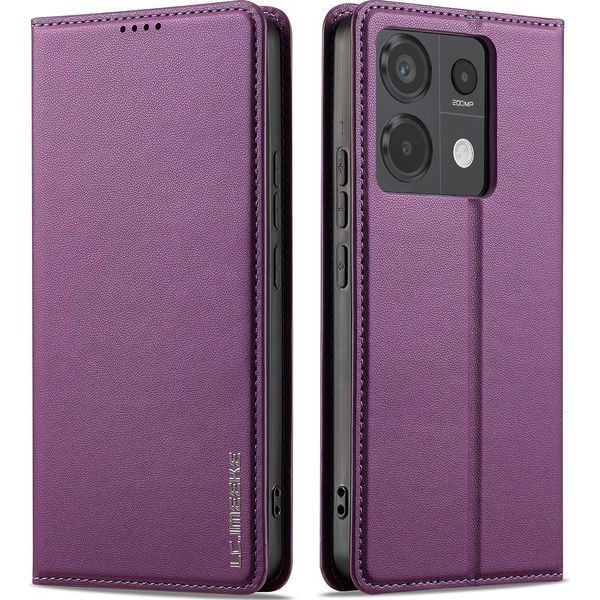 Custodia Magnetica In Pelle Flip Per Xiaomi Redmi Note 13 4G, Con Slot Per Schede E Funzione Stand Viola-image