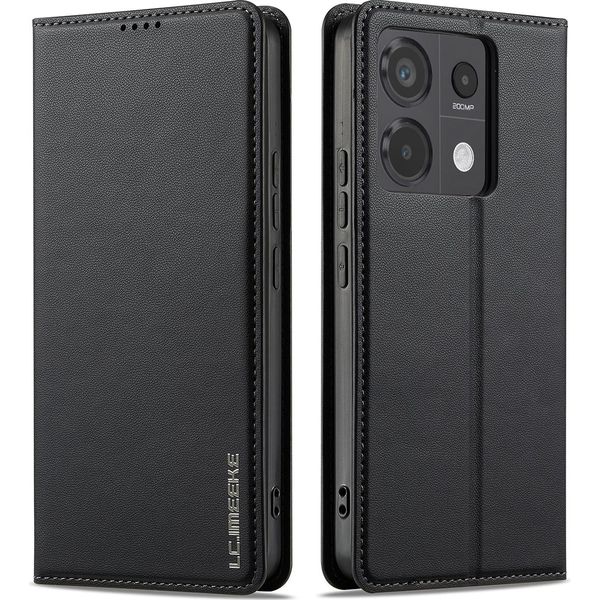 Custodia Magnetica In Pelle Flip Per Xiaomi Redmi Note 13 4G, Con Slot Per Schede E Funzione Stand Nero-image