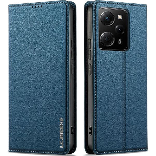 Custodia Magnetica In Pelle Flip Per Xiaomi Redmi Note 12 5G/Poco X5, Con Slot Per Schede E Funzione Stand Blu-image