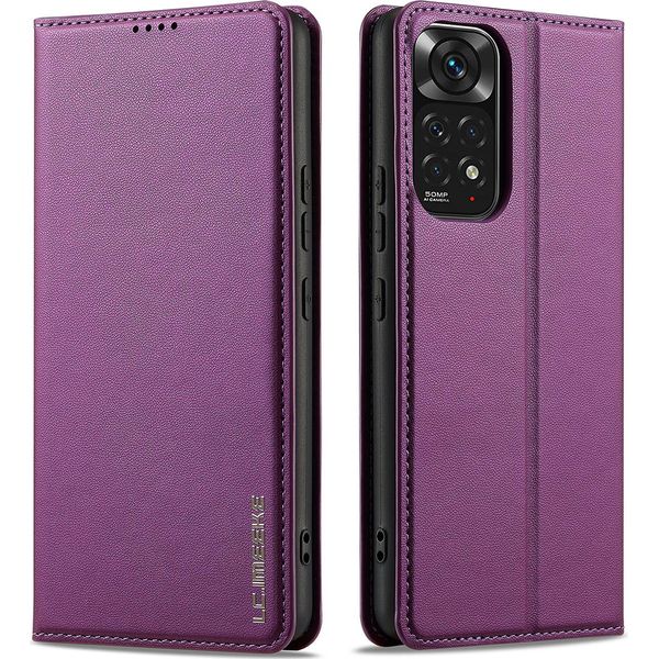 Custodia Magnetica In Pelle Flip Per Xiaomi Redmi Note 11 Pro / Note12 Pro 4G, Con Slot Per Schede E Funzione Stand Viola-image