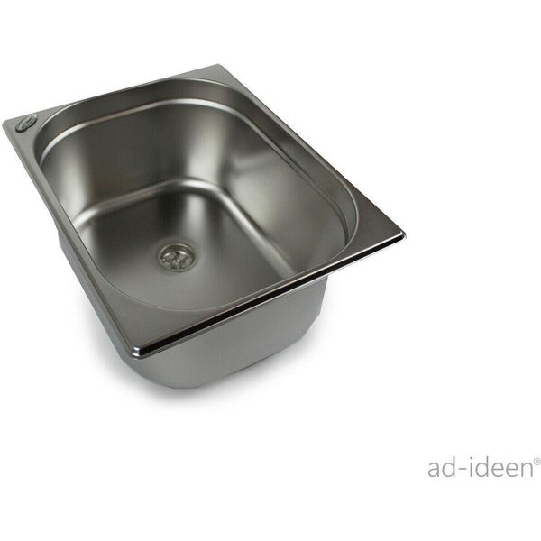 Lavello 3/4 In Acciaio Inox 325X265X150 Mm Lavandino Da Campeggio + Scarico 19Mm-image