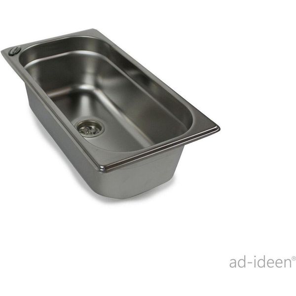 Lavello In Acciaio Inox Lavandino Da Campeggio 325X176X100 Mm + Scarico Camper-image