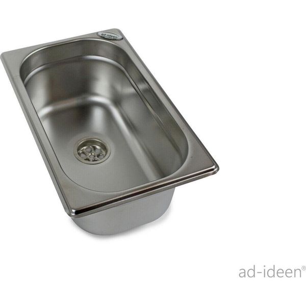 Lavello In Acciaio Inox Lavandino Da Campeggio + Scarico 265 X 160 X 100 Mm Nuovo-image