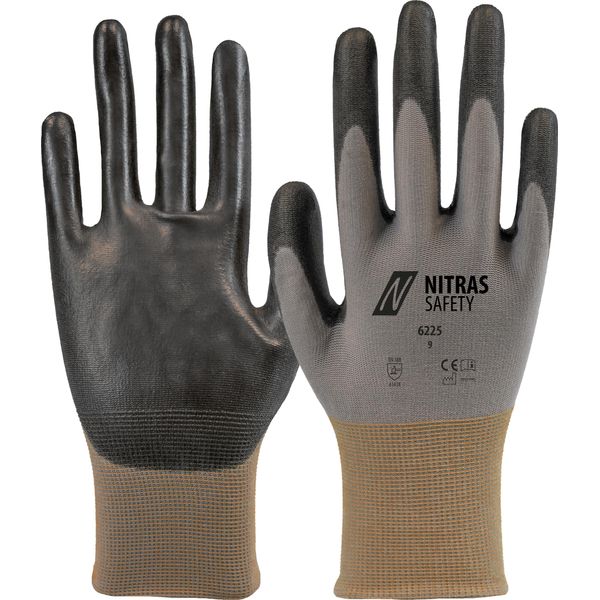 Nitras Safety 6225-1210-6 Nitras Safety Unisex Arbeitshandschuhe 6225 Grau GrößE 6, 12 Paar-image
