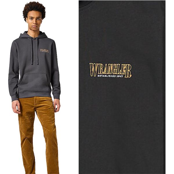 Wrangler Herren, Felpa W6M9014116, M, Schwarz, Kapuzenpullover, , Felpa Con Cappuccio-image
