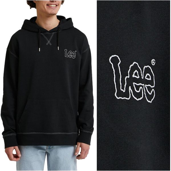 Lee Uomo, Felpa LL26FTON, M, Nero, Felpa Con Cappuccio, , Felpa Con Cappuccio-image