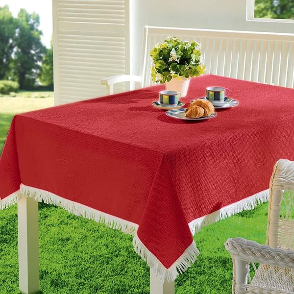 Emhelle Tovaglia Da Giardino Balcone Terrazza 130 X 160 Cm, Rosso-image
