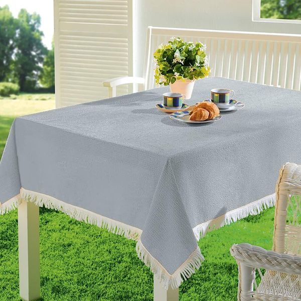 Emhelle Tovaglia Da Giardino Balcone Terrazzo 130 X 180 Cm, Grigio Argento-image