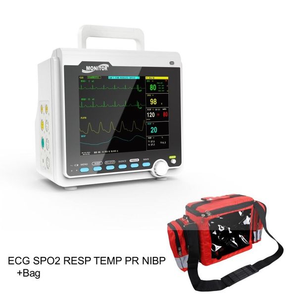 Monitor Paziente Portatile Monitor Dei Segni Vitali Con Custodia Per Il Trasporto Ecg Nibp 6 Parametri-image