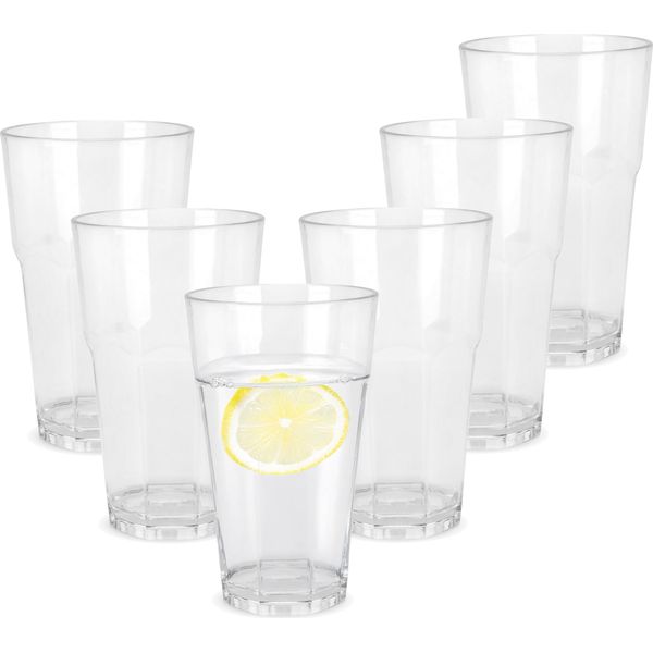 1.04 Bicchiere Da Acqua In Plastica 370Ml - Set Di 6 - Bicchiere Da Campeggio In Vetro Tumbler (370Ml)-image