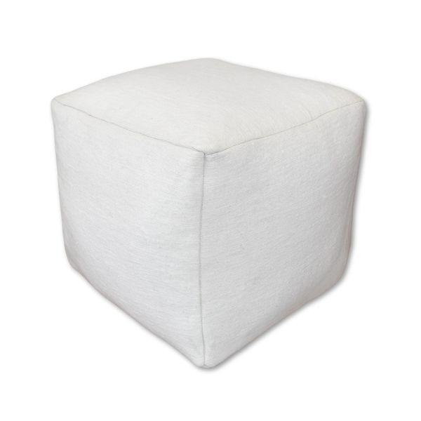Pouf&Pillows Pouf Quadrato - Fatto A Mano - Bianco - In Lana E Cotone - Pouf In Tessuto - 40X40X35 Cm-image