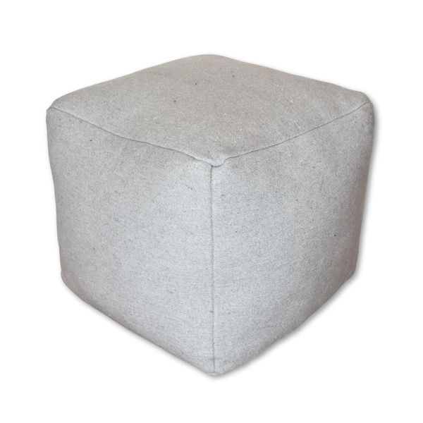 Pouf&Pillows Pouf Quadrato - Fatto A Mano - Grigio - In Lana E Cotone - Pouf In Tessuto - 40X40X35 Cm-image