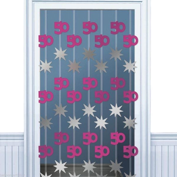 Amscan - Shimmer - Decorazione Da Appendere "50"" - Plastica SG28163 (Taglia Unica) (Rosa/Argento)"-image
