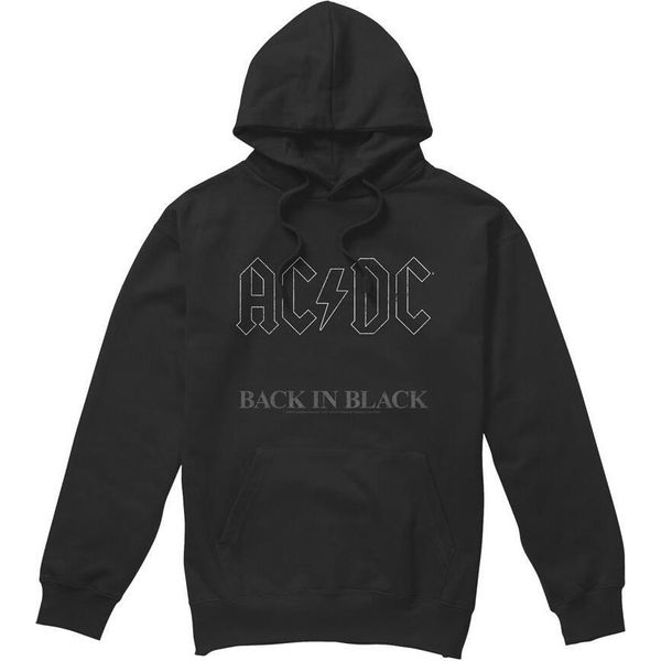Ac/Dc - Felpa Con Cappuccio "Back In Black"" Da Uomo TV7263 (L) (Nero)"-image