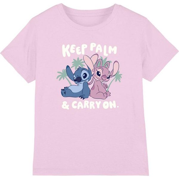 Lilo & Stitch - Maglietta "Keep Palm"" Per Bambini TV15101 (104) (Rosa Chiaro)"-image