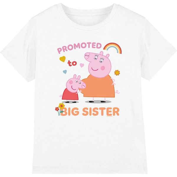 Peppa Pig - Maglietta "Promossa A Sorella Maggiore"" Per Bambini TV15157 (152-158) (Bianco)"-image